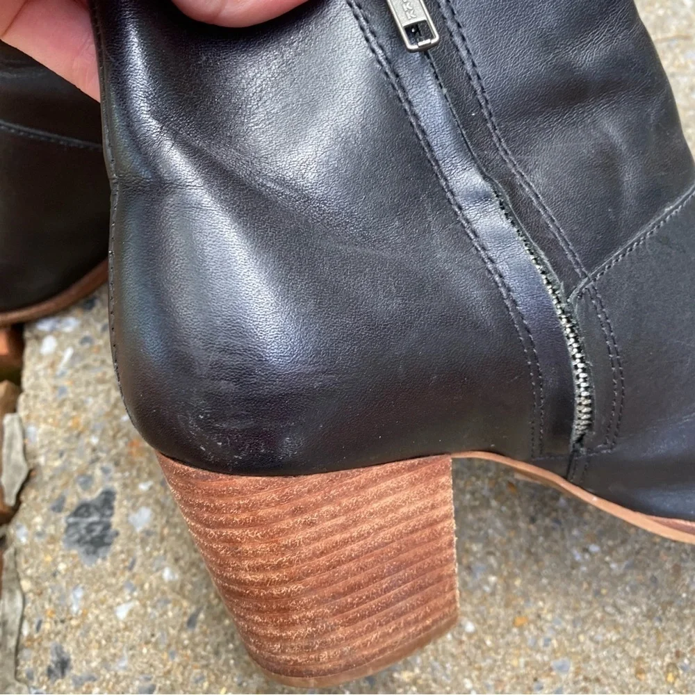 Madewell Boots Womens 9.5 Rosie Ankle Bootie Black Leather Side Zip Casual MA434